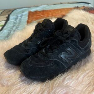 New Balance Women’s All-Black Suede & Mesh Sneakers